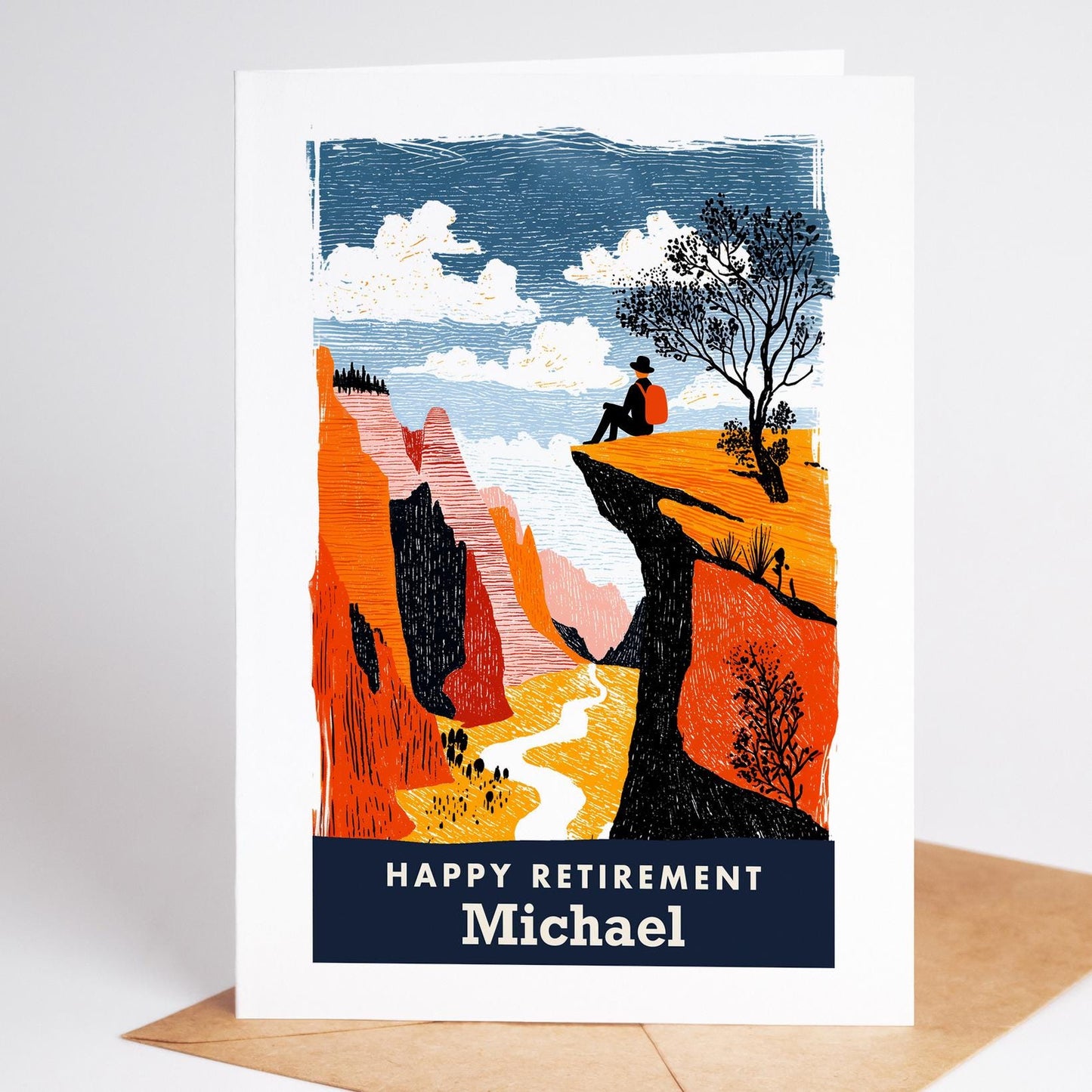 Hiking Retirement Card, Personalized with a Name
