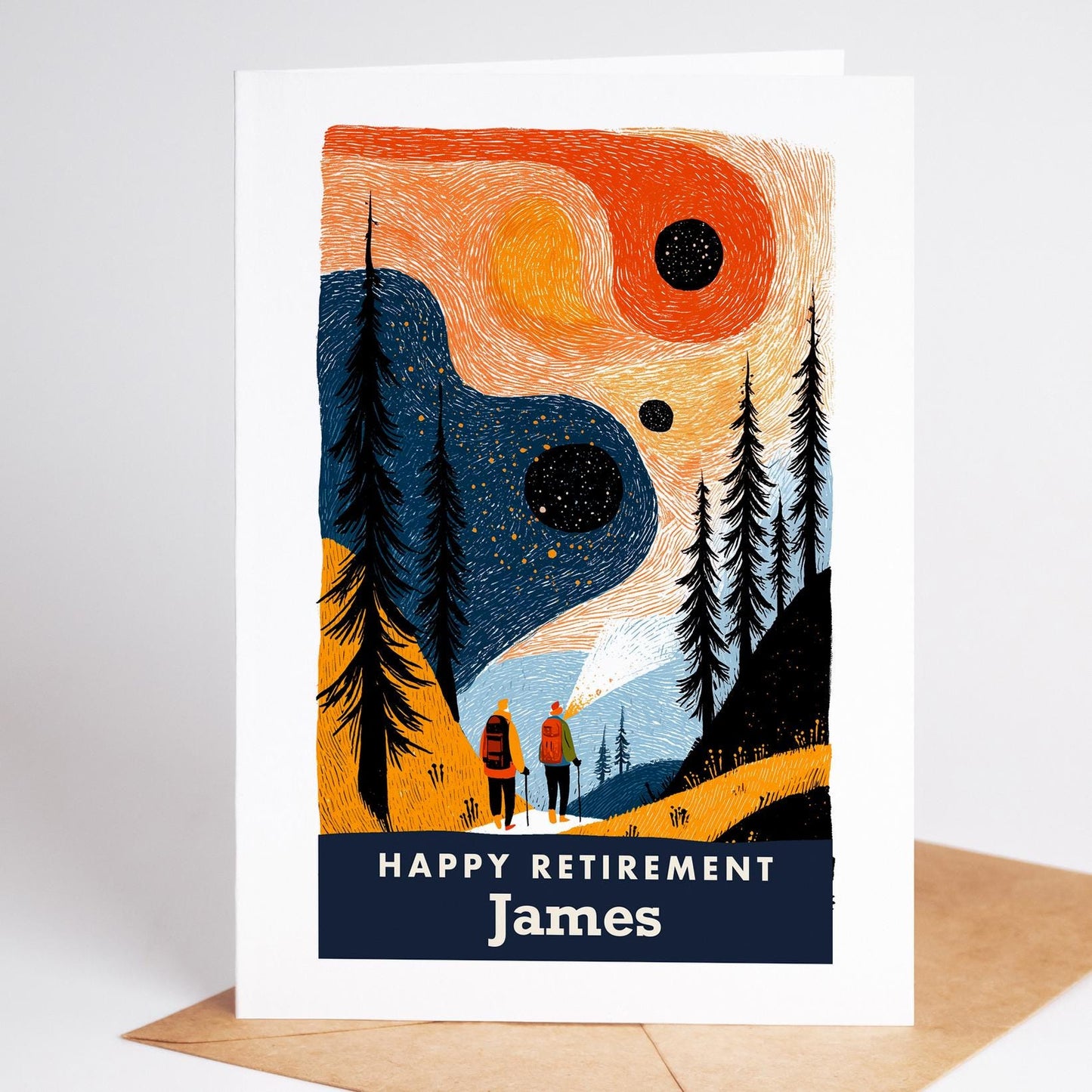 Hiking Retirement Card, Personalized with a Name