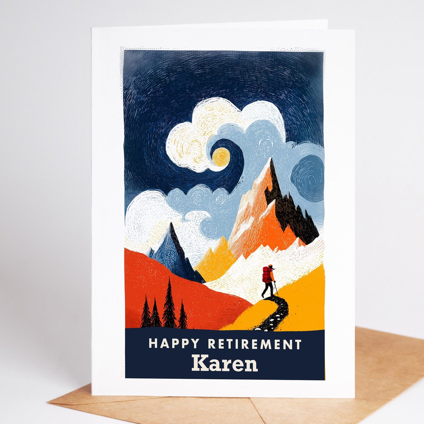 Hiking Retirement Card, Personalized with a Name