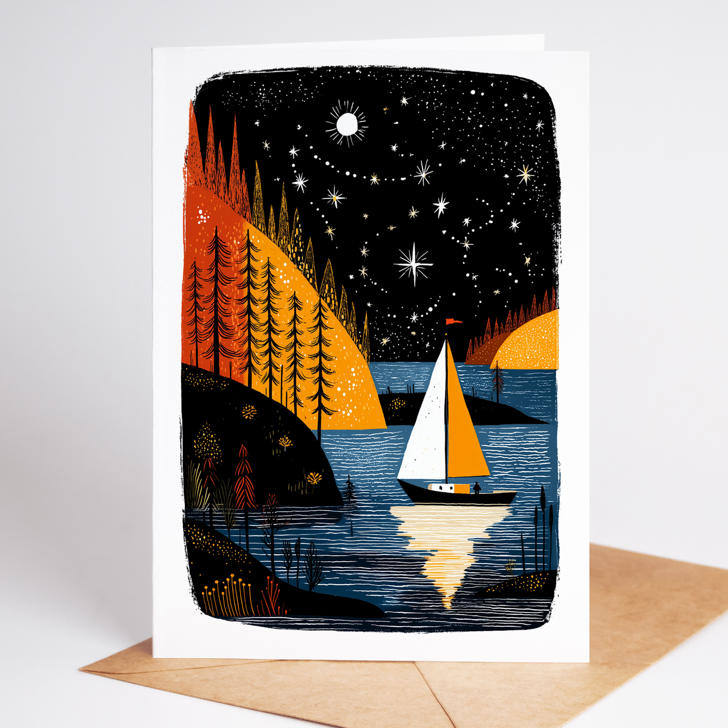 Nautical gift idea with premium sailing cards and matching envelopes, ideal for boat enthusiasts and coastal décor fans