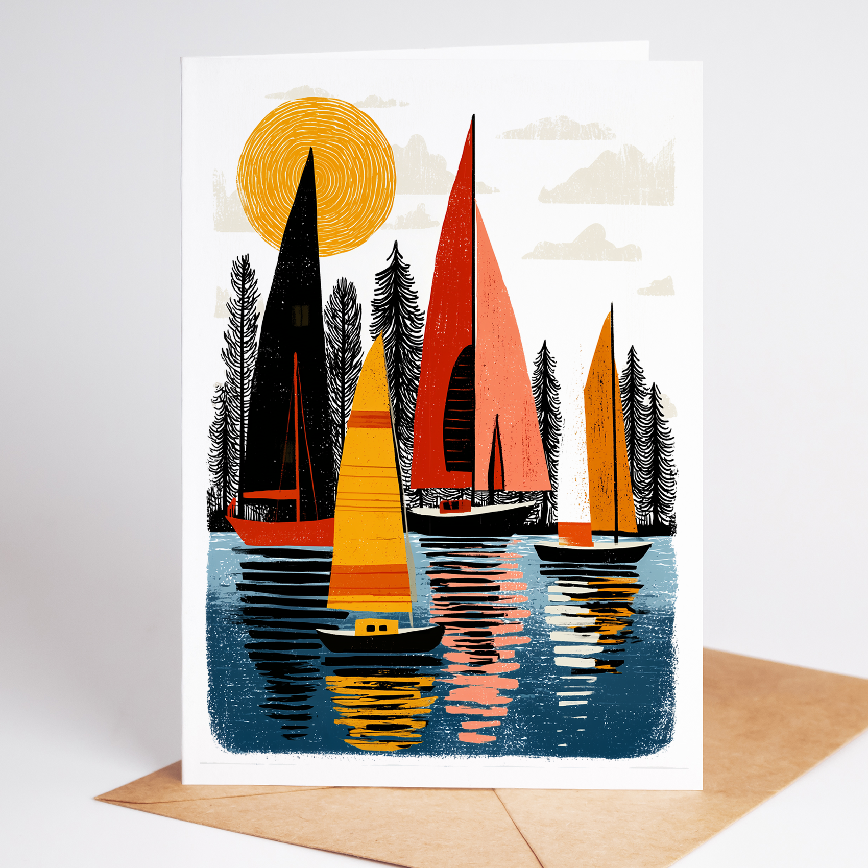Sailboat art cards for ocean lovers, great nautical gift or keepsake for sailing enthusiasts