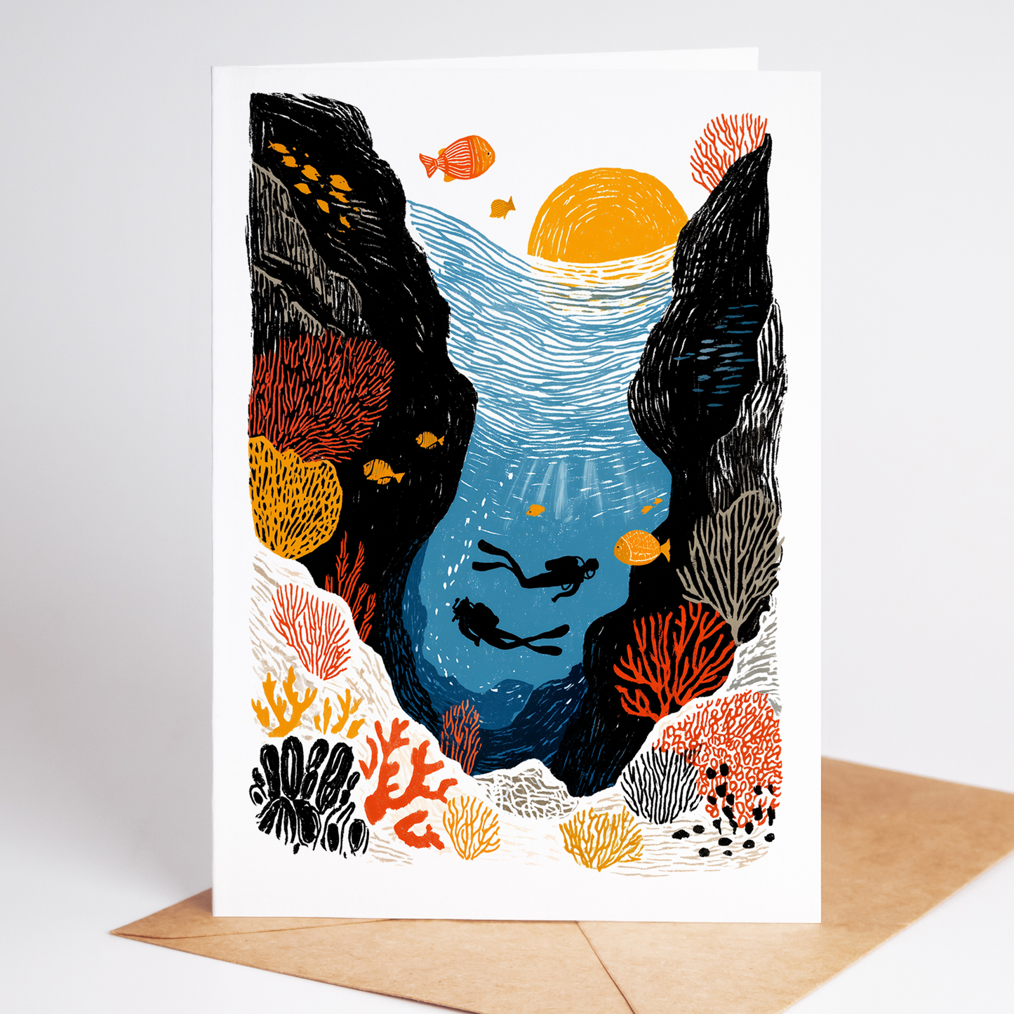 SCUBA Diving Greeting Card Set: Underwater Marine Life - 10 Pack