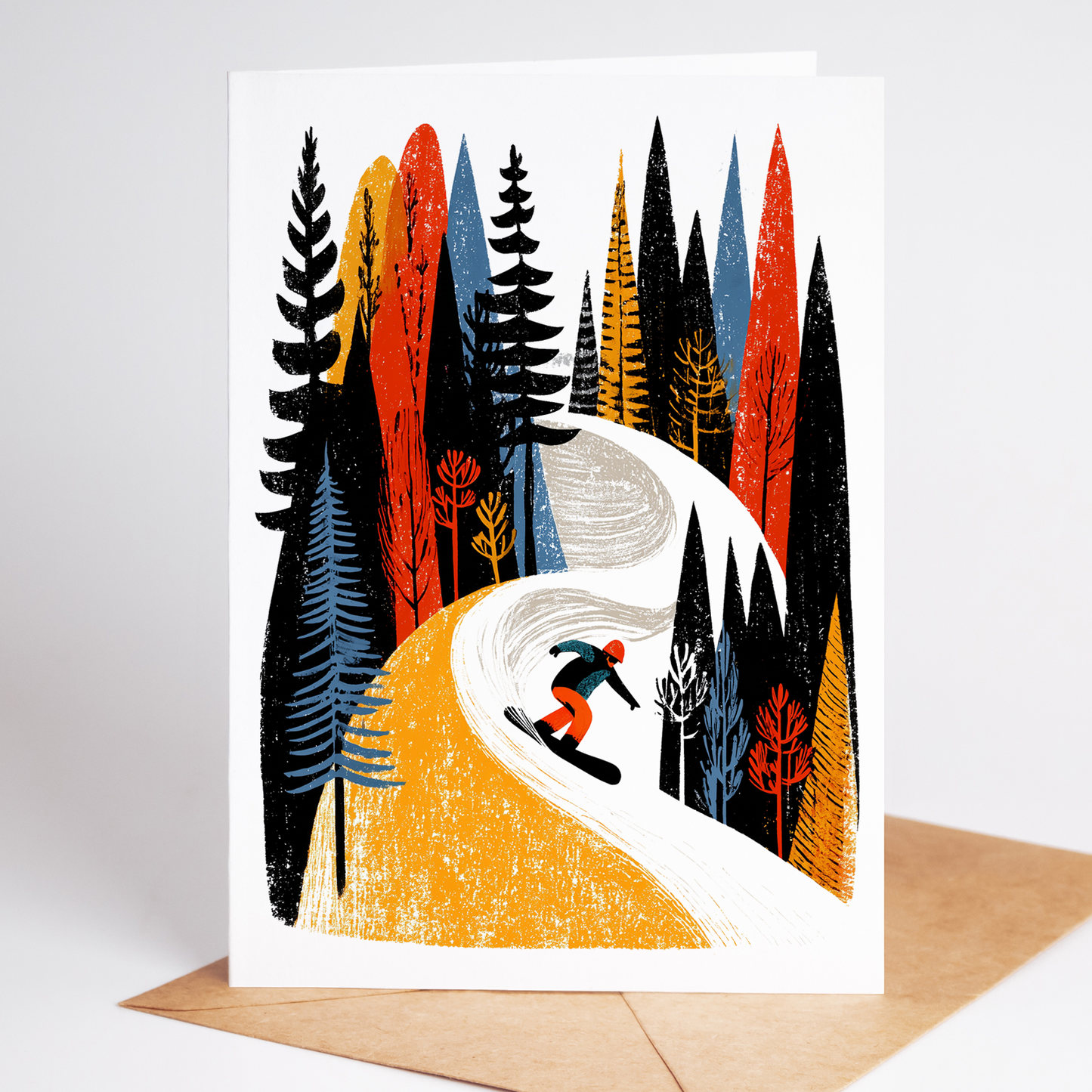 Snowboard Art Greeting Card Set - Pack of 10 Unique Designs - A2 Blank Cards