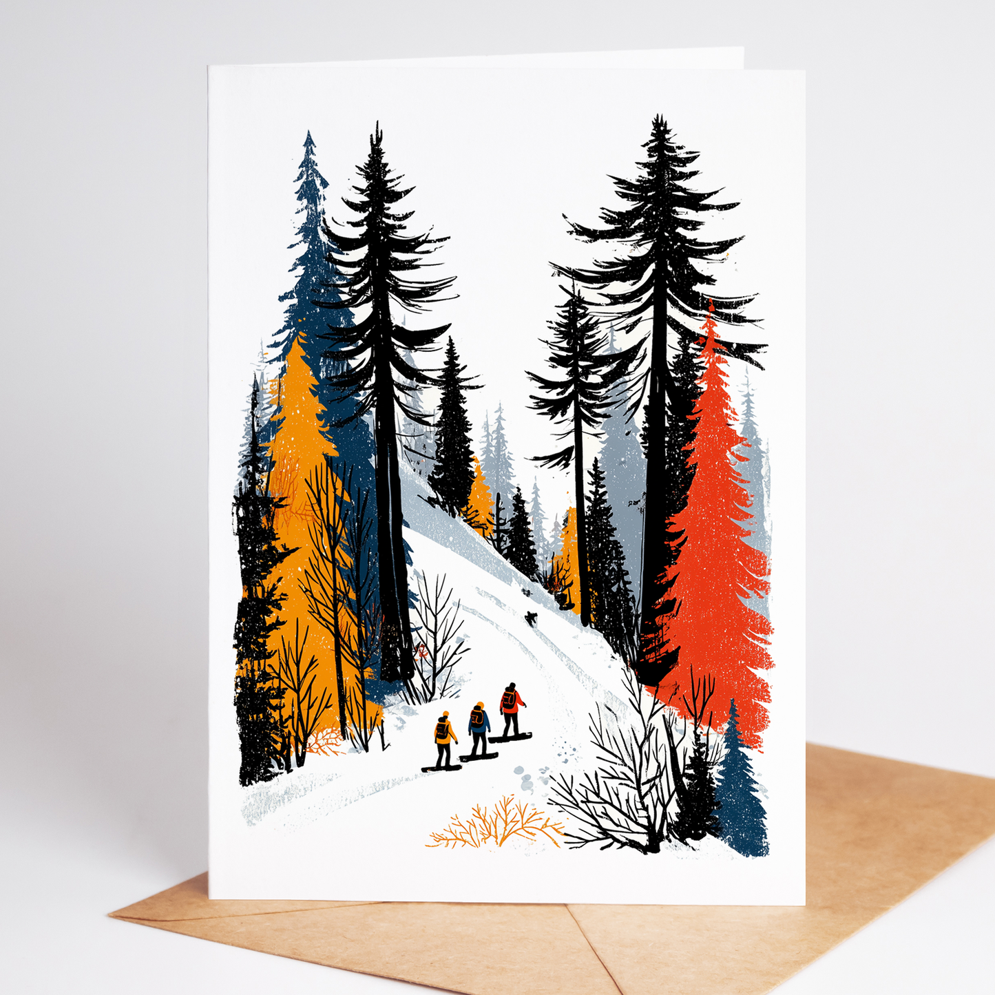 Snowboard Art Greeting Card Set - Pack of 10 Unique Designs - A2 Blank Cards