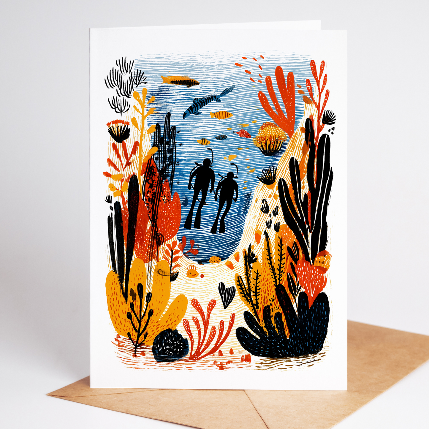 SCUBA Diving Greeting Card Set: Underwater Marine Life - 10 Pack