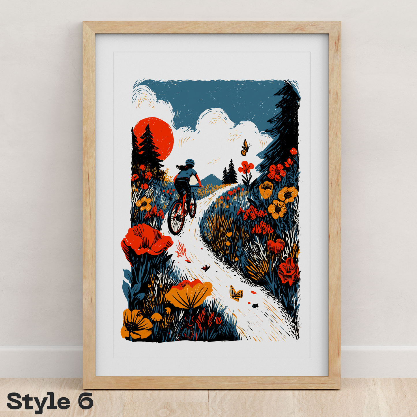 Female Mountain Biker Art Print Collection | Adventure Wall Art