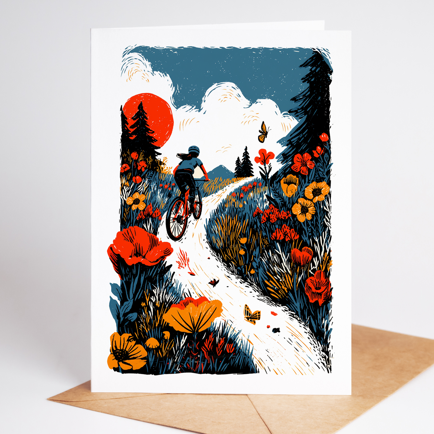 Female Mountain Biking Greeting Cards – Set of 10