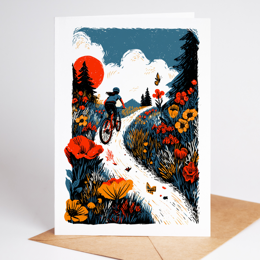 Female Mountain Biking Greeting Cards – Set of 10