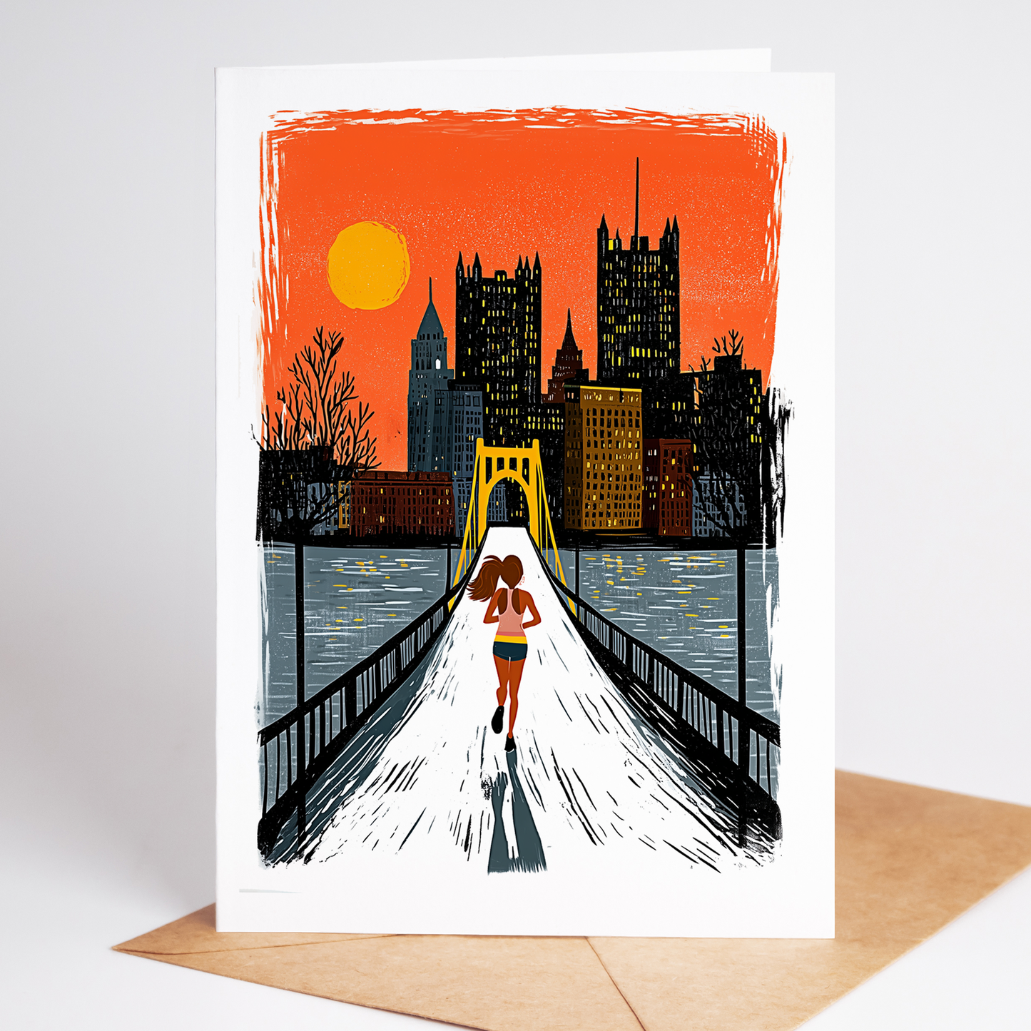 Women’s Running Greeting Card Set (10 Cards) | Female Jogger Fitness Note Cards | Blank Inside