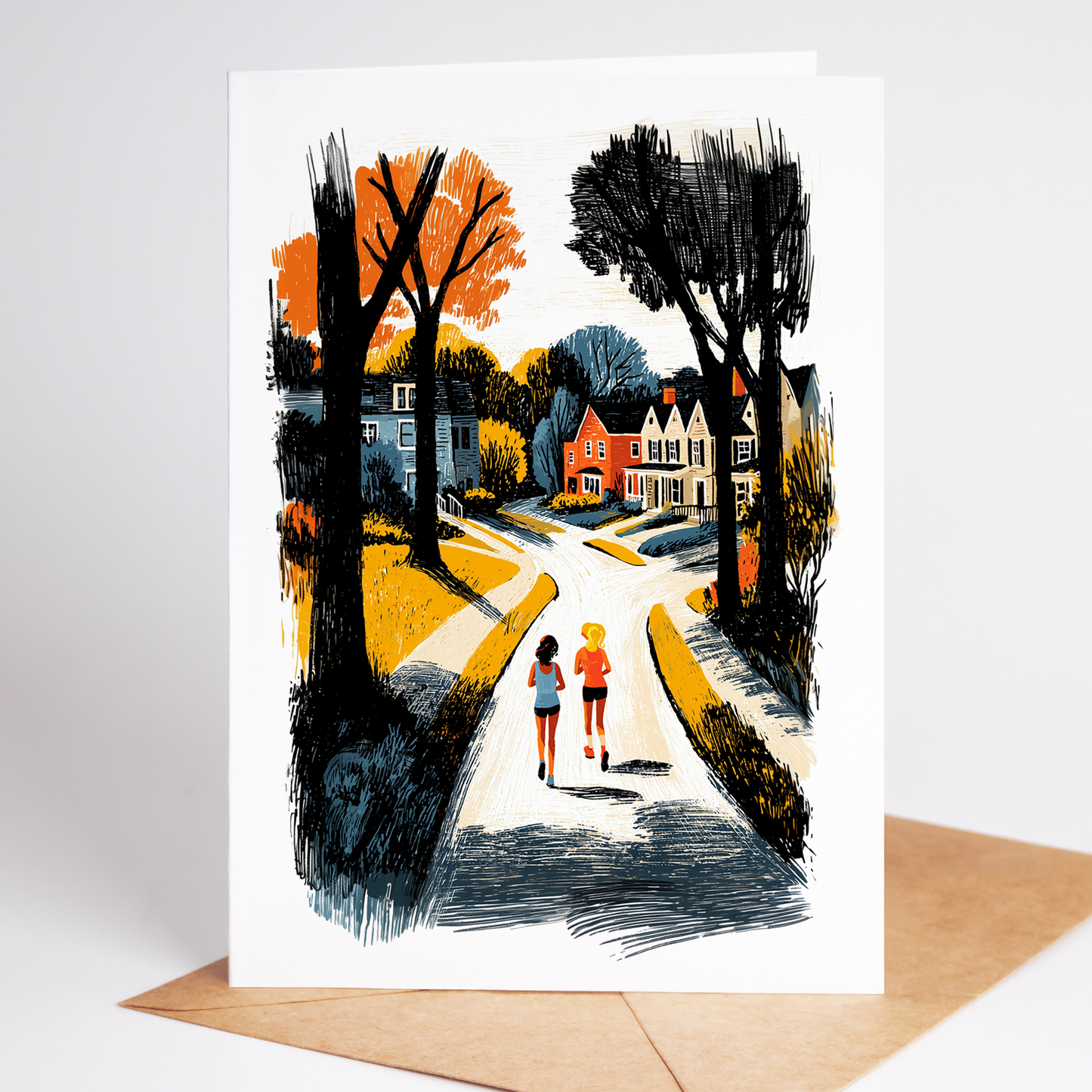 Women’s Running Greeting Card Set (10 Cards) | Female Jogger Fitness Note Cards | Blank Inside