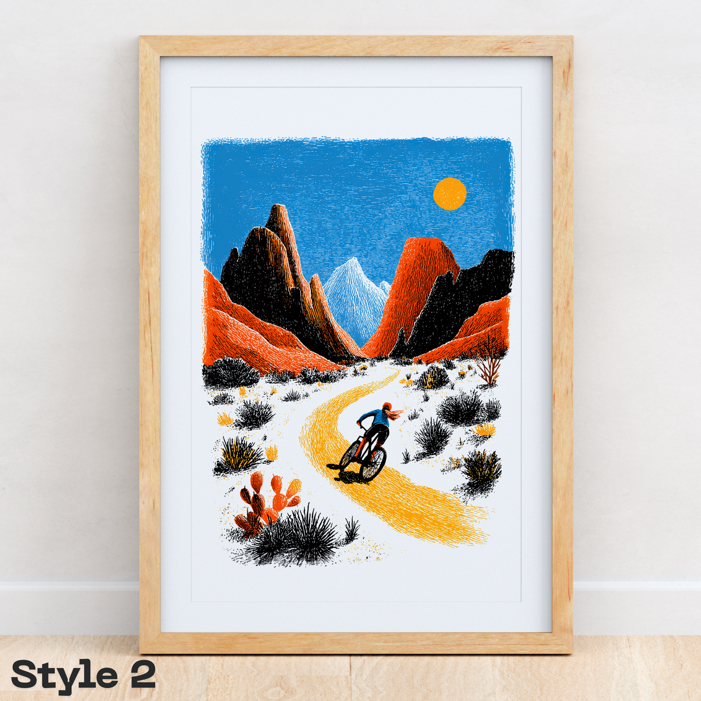 Female Mountain Biker Art Print Collection | Adventure Wall Art