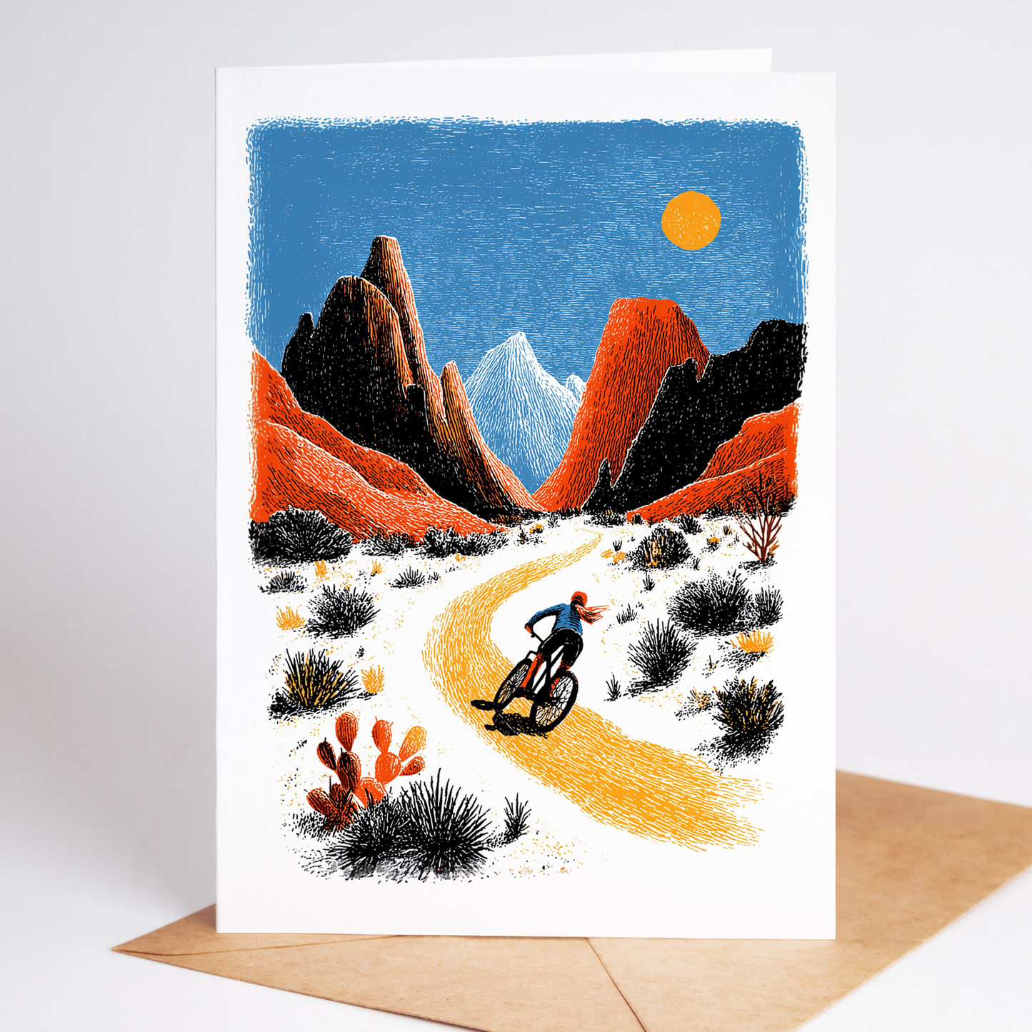 Female Mountain Biking Greeting Cards – Set of 10